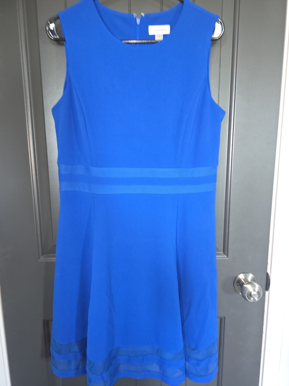 Calvin Klein Bright Blue Sleeveless Fit & Flare Dress